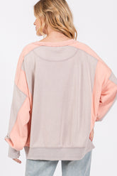 SAGE + FIG Women's Color Block Crew Neck Sweatshirt - Relaxed Fit, 100% Cotton